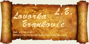 Lovorka Branković vizit kartica